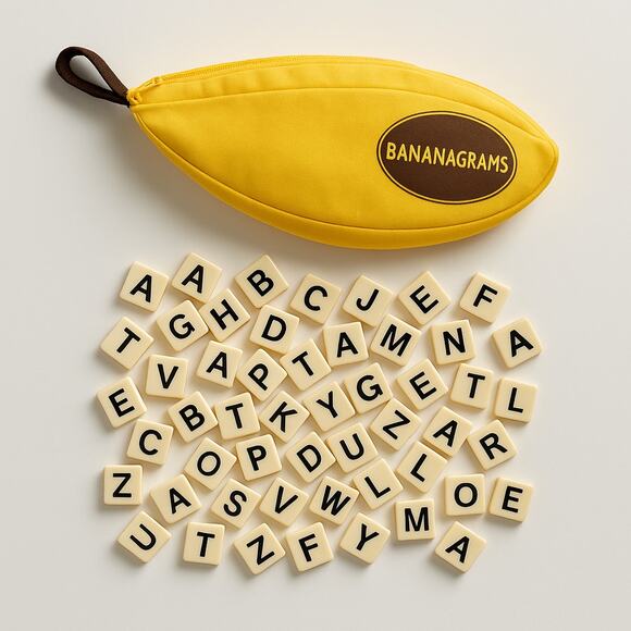 Bananagrams Word Game – Complete Set of 144 Tiles in Banana Case - Picture 1 of 4